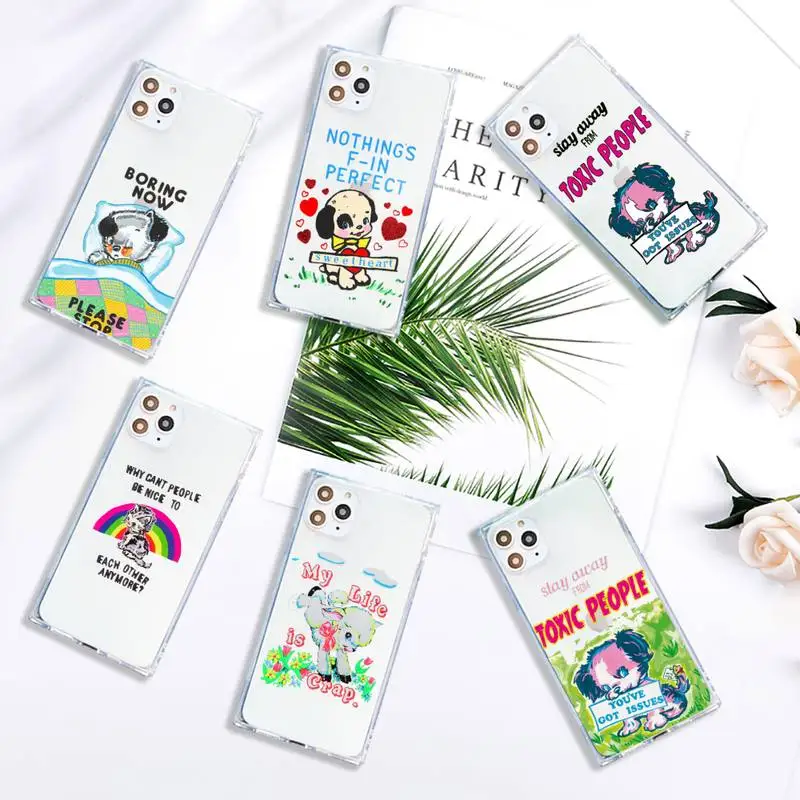 

gifts Sheep Dog My Life is Crap Art Phone Case Transparent for iPhone 7 8 11 12 se 2020 mini pro X XS XR MAX Plus