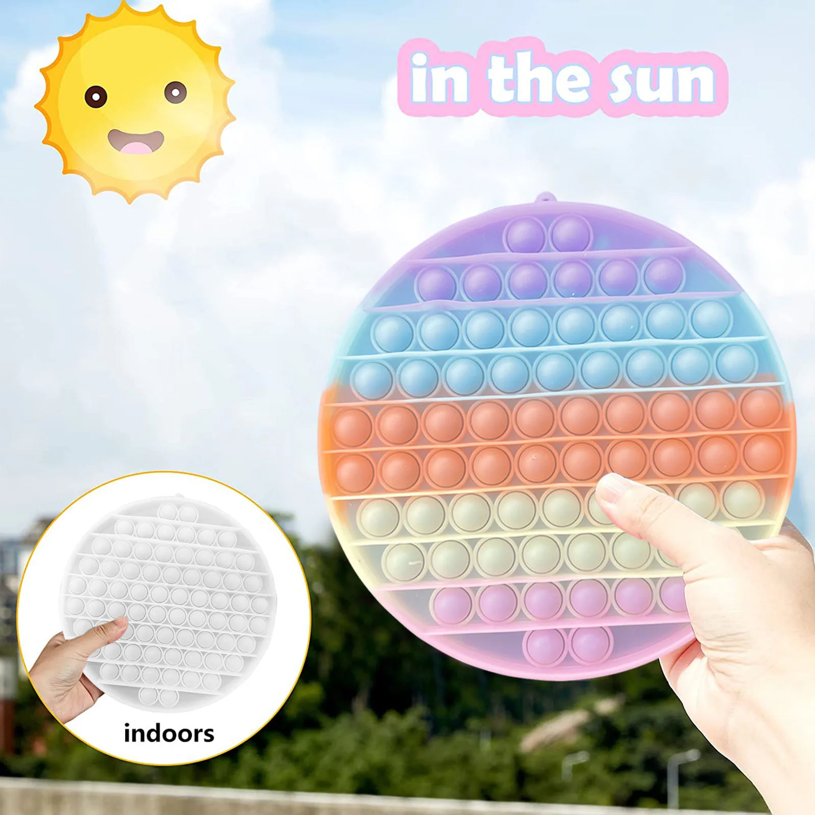 

Push Bubble Toy Sunlight Discoloration Bubble Sensory Push Anti-anxiety Big Size Antistress Fidget Toys Pop It