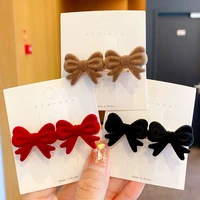 bows velvet solid color hair clip for women fashion hairpins girls child hair accessories korean barrette headwear hairgrips new