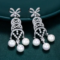 missvikki trendy bohemia korea bridal wedding pearls pendant earrings full charm cubic zirconia 2021 new design women jewelry