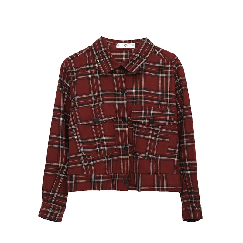 

21 spring and autumn new plus size women's plaid shirt plus size casual fashion retro plaid jacket women tops blouse
