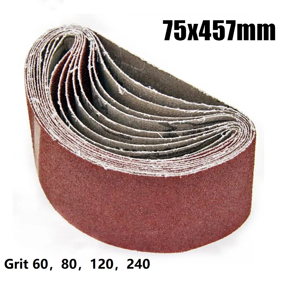 

5pcs/Set 75x457mm 60/80/120/240 Grit Aluminum Oxide Belt Sander Sandpaper Sanding Belts Polishing Abrasive Tools