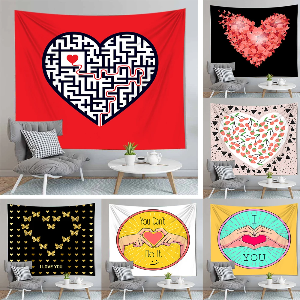 Настенный гобелен в стиле хиппи с любовным рисунком домашний декор пляжный