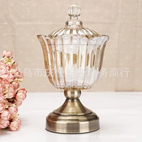 home soft decoration post modern neoclassical european model house luxury ornament crystal glass candy can fruit plate