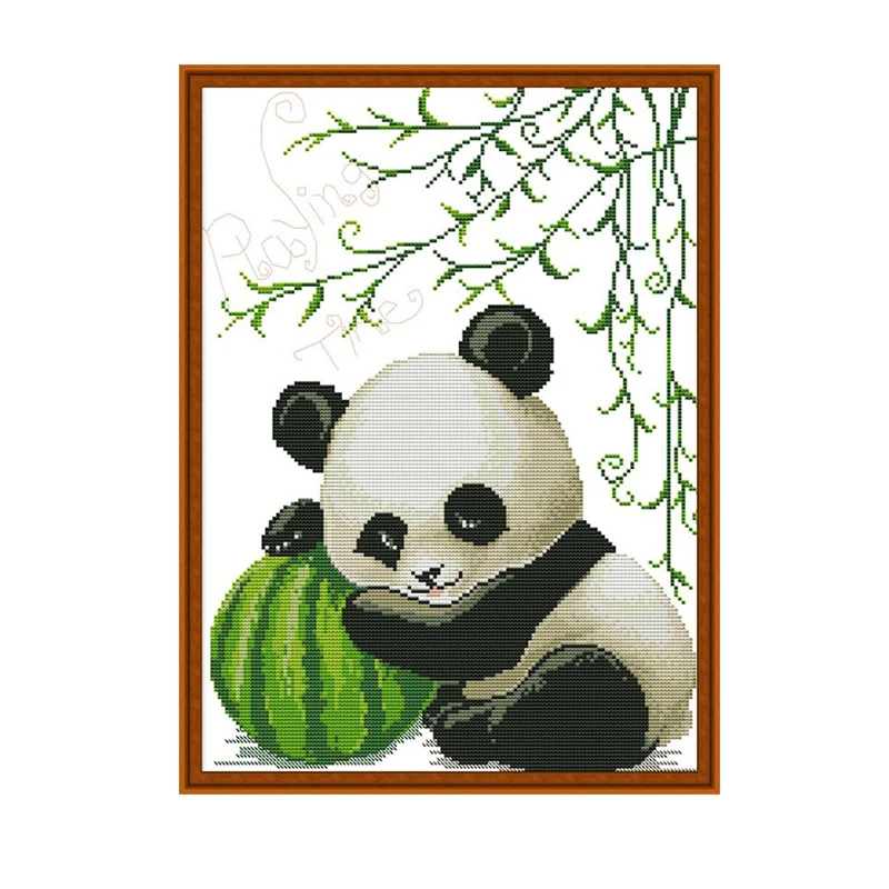 Милый детский комплект 14ct 11ct с изображением панды и арбуза вышивка животными