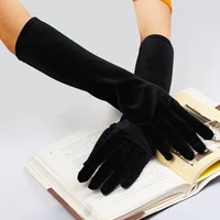 wg011 2 elegant wedding bridal black long gloves elbow length velvet finger brides bridesmaid gloves