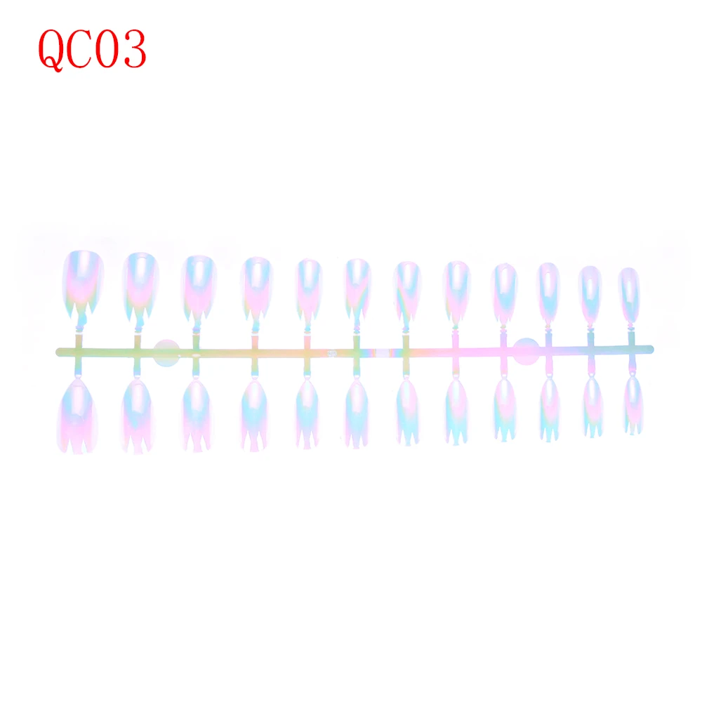 QC03 24 шт 17 цветов металлическое покрытие Акриловые Блестящие отражающие зеркальные цвета поддельные ногти искусство советы накладные ногти инструменты для наращивания - Цвет: QC03