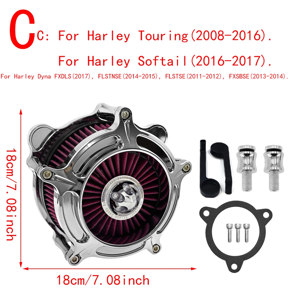 

Турбинный воздухоочиститель RSD, хромированный Впускной фильтр для Harley Sportster XL 48 883 Dyna V-Rod Softail Fat Boy Touring Ultra FLHR FLHX