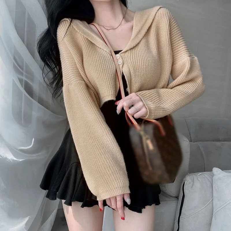 Women Spring Two Piece Set Long Sleeve Short Sweater Knit Crop Top and High Waist Mini Skirt Suits 2 Pieces Ensemble Femme |