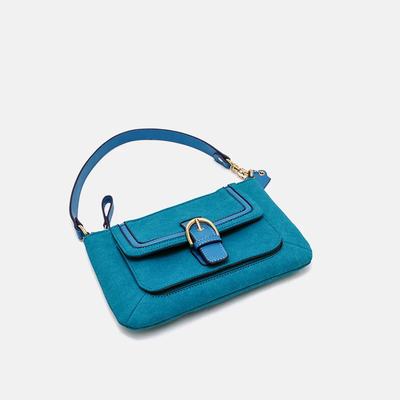 Винтажная синяя сумка багет в форме павлина замшевая кожаная на плечо роскошные