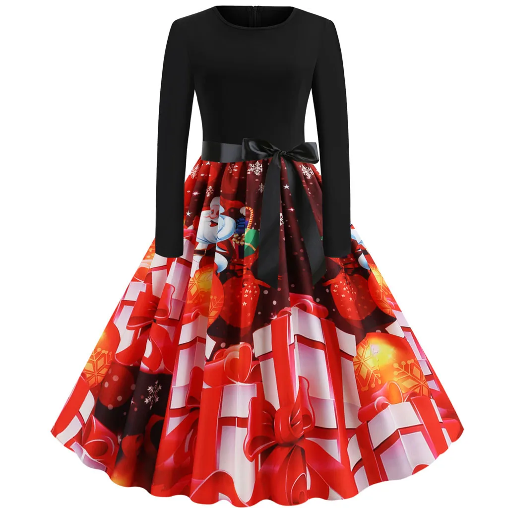 Женское платье с длинным рукавом junxi WAN черное Повседневное подолом круглым