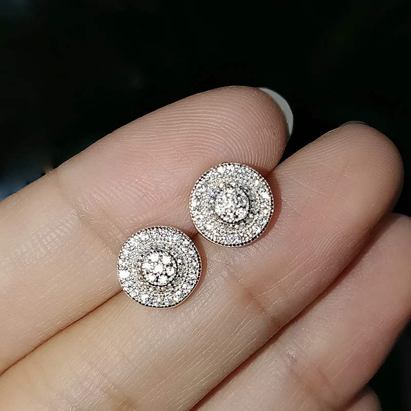 Круглые Серьги заглушки из кубического циркония с камнями для женщин и девушек