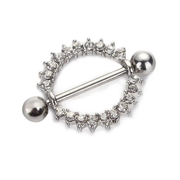 Кольцо стразы из нержавеющей стали для пирсинга сосков с кристаллами | Украшения