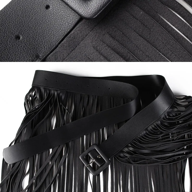 Кожаная длинная юбка Бохо с бахромой и поясом для карнавала выпускного бала