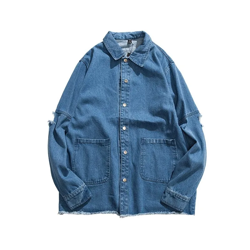 

2021 Spring and Autumn Cowboy Jacket Men's Loose Jacket Students' Couples Wear Korean Fashion Cowboy Jacket