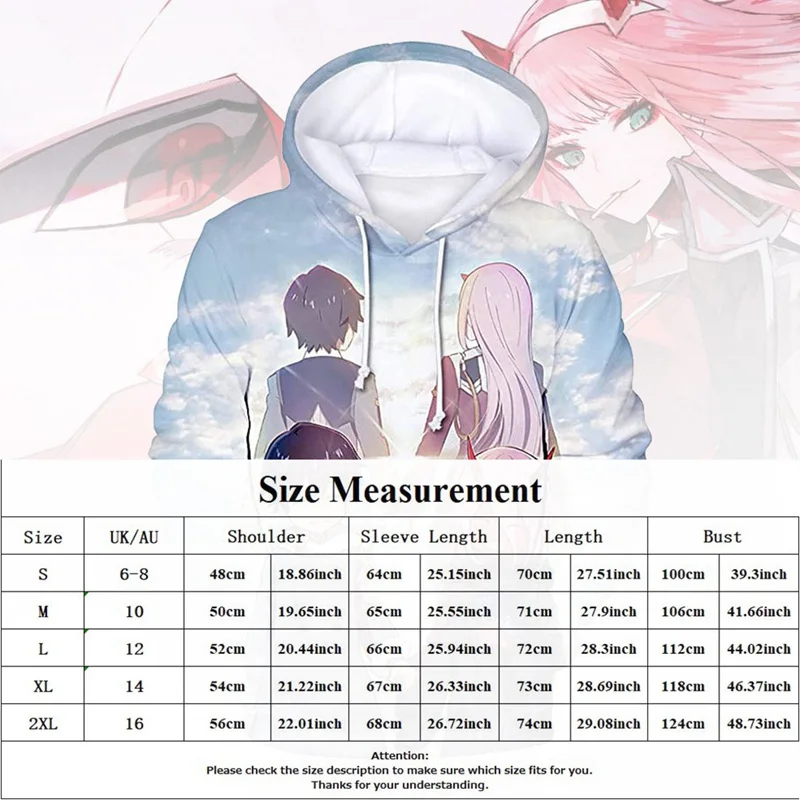 

3D Print Anime Darling In The Franxx Hoodies Long Sleeve Fitness Men Hoody Cute Girl HIRO Women Sports Men's Hooded Pullover