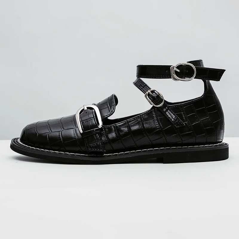 

Туфли женские на низком каблуке, лоферы в стиле ретро, с пряжкой, кожа, плоская подошва, лоферы