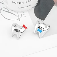 cute smile teeth bow knot lapel pins brooch doctor dentist professional uniform accessories gifts party office cute jewelry pin