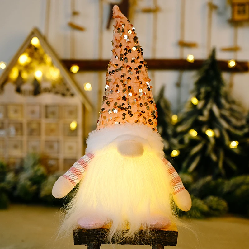 

Светящаяся блестящая Рождественская плюшевая кукла Гном с блестками сезонное карликовое домашнее украшение подарок для детей HANW88