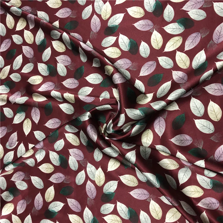 

1 Meter Burgundy Digital Inkjet Stretch Satin Silk Fabric High-end Dress Cheongsam Mulberry 19 Mumi