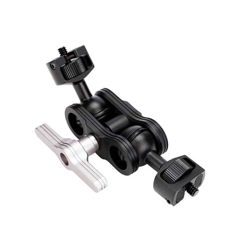 

Aluminum Alloy Double Ball Head Mount Adapter Magic Arm 360 Ball Head with 1/4'' screw for SLR Camera Monitor Bracket