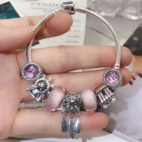 high quality silver plated charm braceletdiy fine beads charm suitable brand bracelet for women jewelry gift shipping