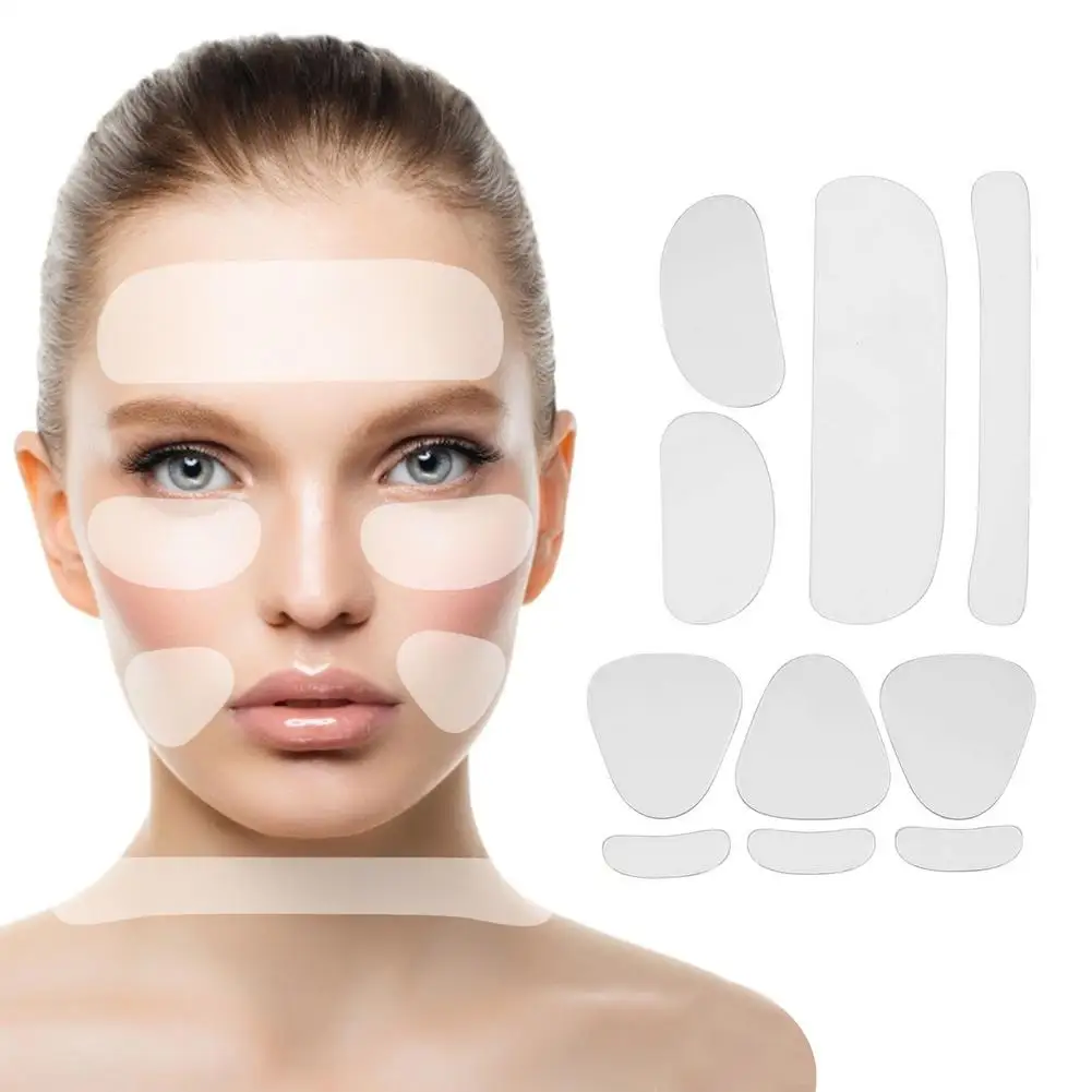 

10pcs/set Silicone Anti-Wrinkle Facial Patch Face Wrinkle Removal Patch Face Forehead Cheek Chin Sticker Face Lifting Strips