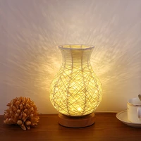 home decoration cane vase table lamp bedroom bedside led nightlight bedroom lamp wood table light adjustable nightlight