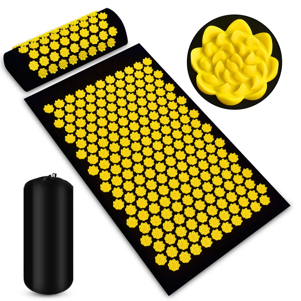 

GOBYGO Yoga Mat Lotus Acupuncture Mat Acupuncture Massage Cushion Pillow Acupuncture Mat Cloth Bag Relieve Stress Back Body Pain