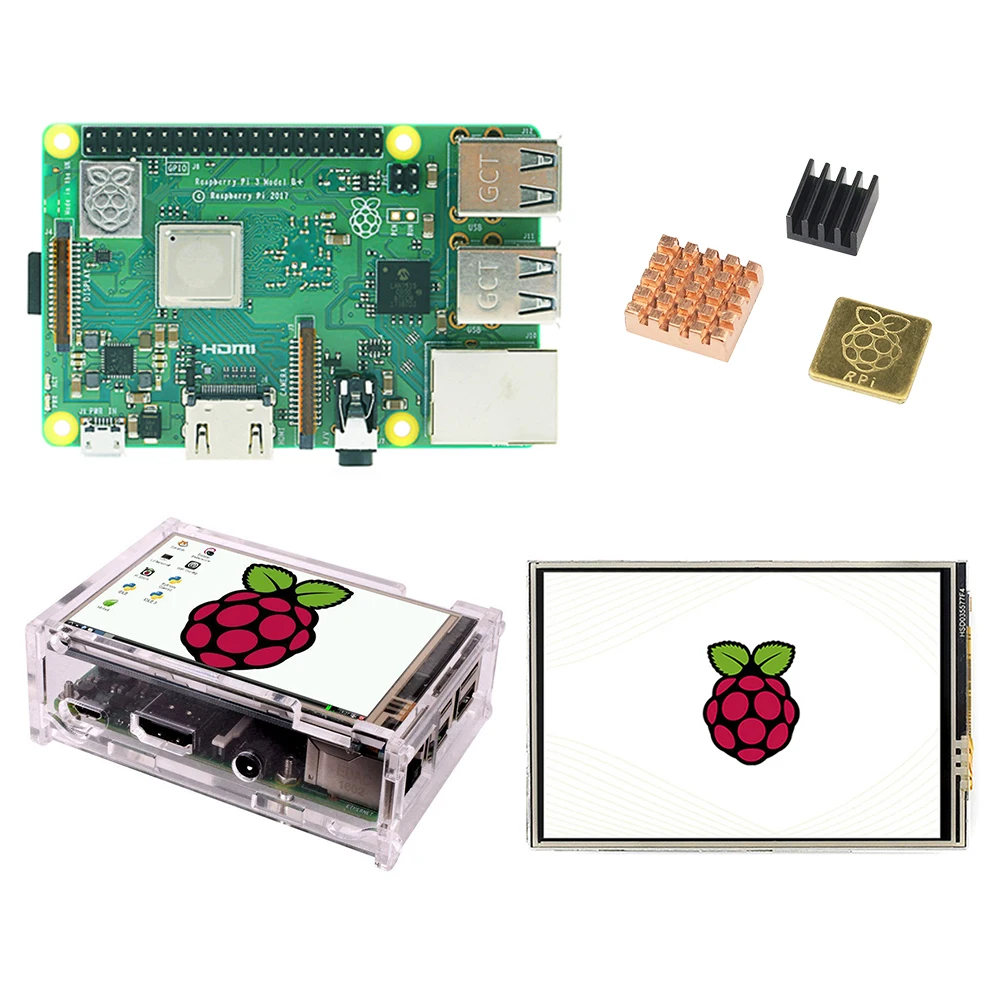 Raspberry pi 3b plus 3.5 inch screen basis kit with Protective Case 32G TF card and multi-card reader heatsink EU power | Компьютеры и