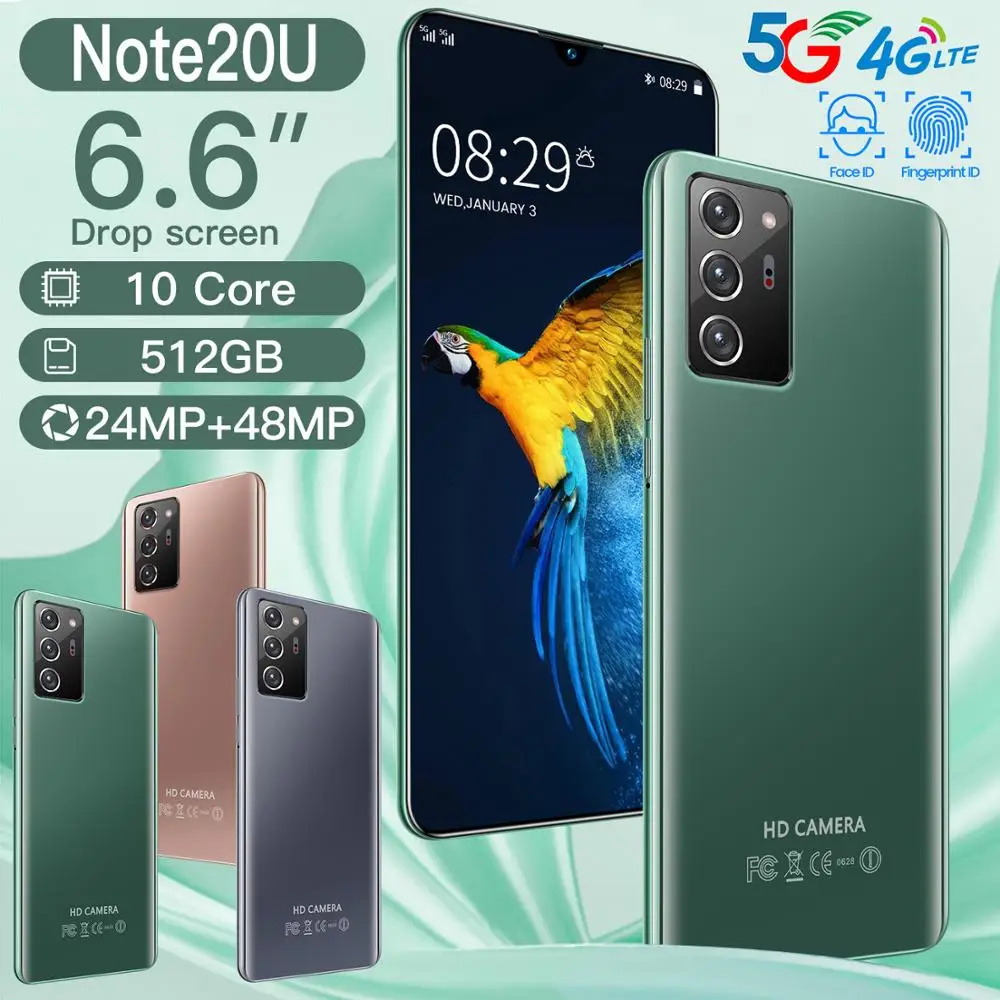 

2020 New 6.6 Inch 512GB Smart Phone Drop Screen Snapdragon 865 Cellphone 10 Core Dual Camera Mobile Phone 5000mAHh