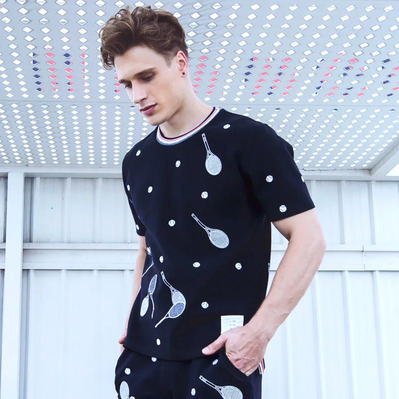 

Fashion TB 2021 Brand T-Shirt Men Women Short Sleeve Casual Tennis Racket Embroidery Clothing Summer O-neck Cotton Shirts