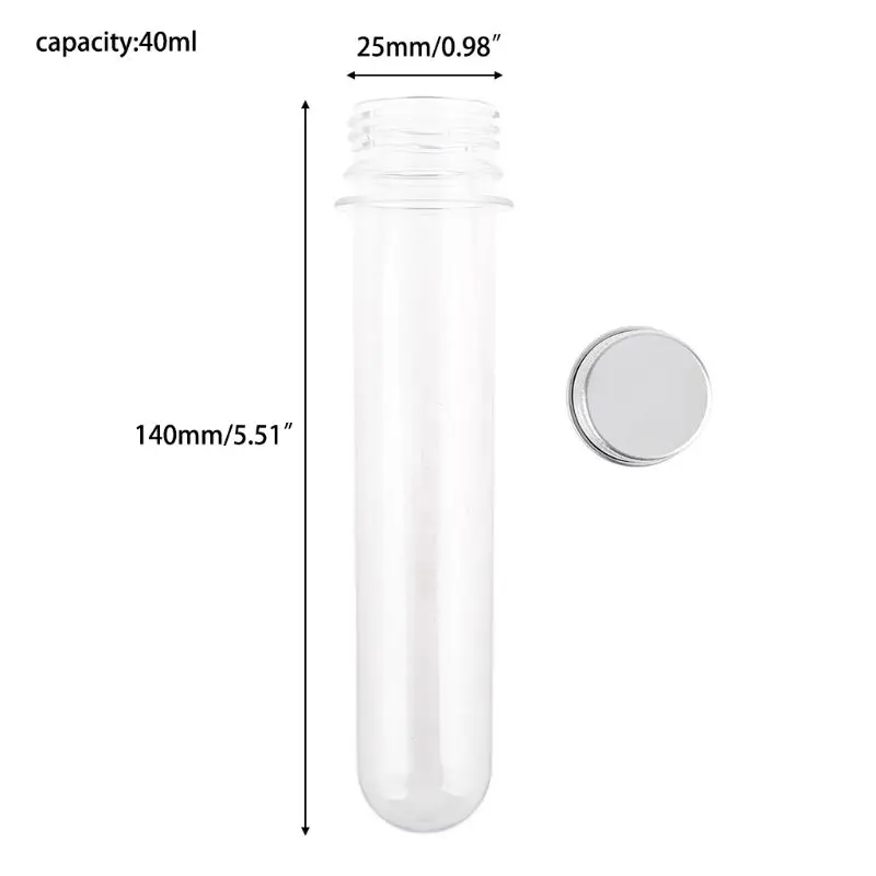 

Plastic Test Tubes Clear and Transparent Candy Storage Containers with Screw 40ml 10PCS Dropshipping