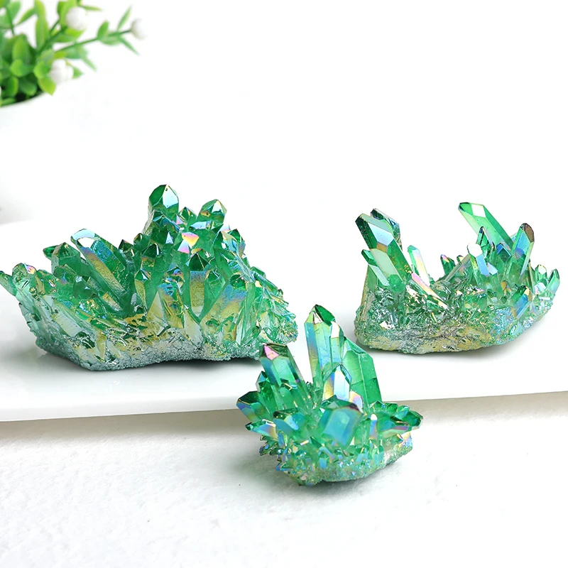 100% натуральный кварцевый кластер с гальваническим покрытием необработанные