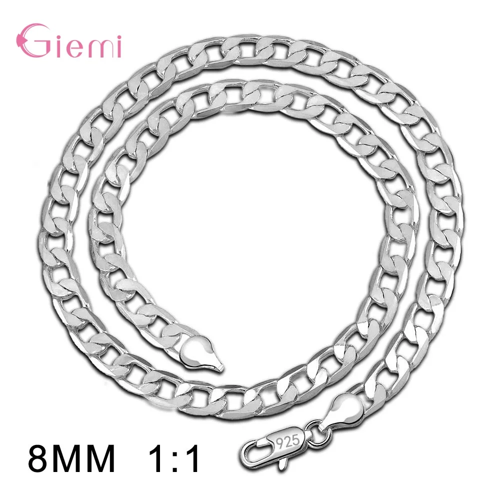 Ожерелья из стерлингового серебра 925 пробы для мужчин 4 мм цепочка Фигаро