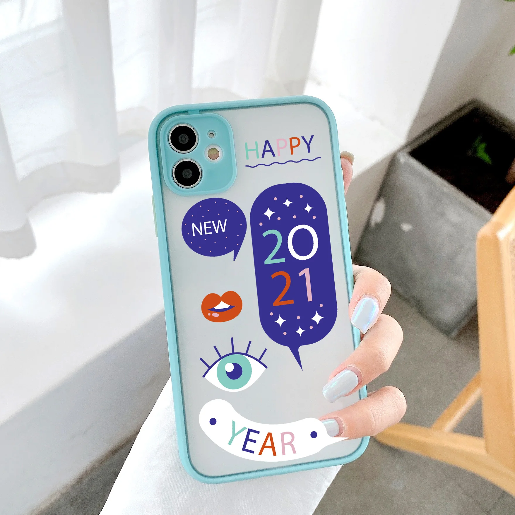 

Phone Case TPU hard Shockproof cover 2021 happy new year for IPhone 6S 7 8 Plus SE 2 For IPhone 12 11 Pro Max mini X XR XS MAX