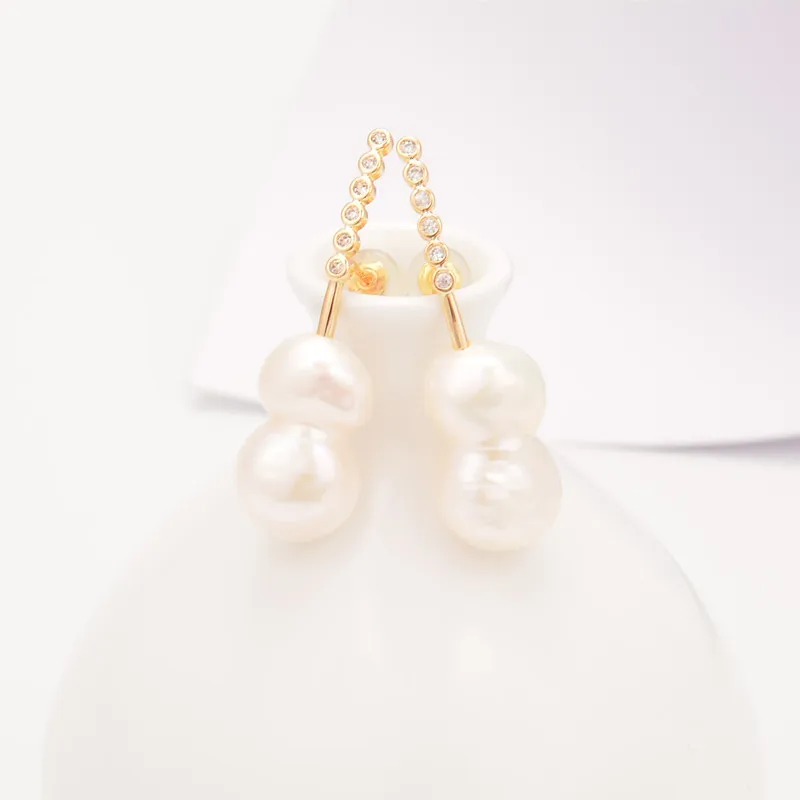 

Sl Oksana Handmake 14k Gold Simple Design Drop S925 Silver Trendy Fine Earrings Stud Fashion Pearl Jewelry For Women Accessories