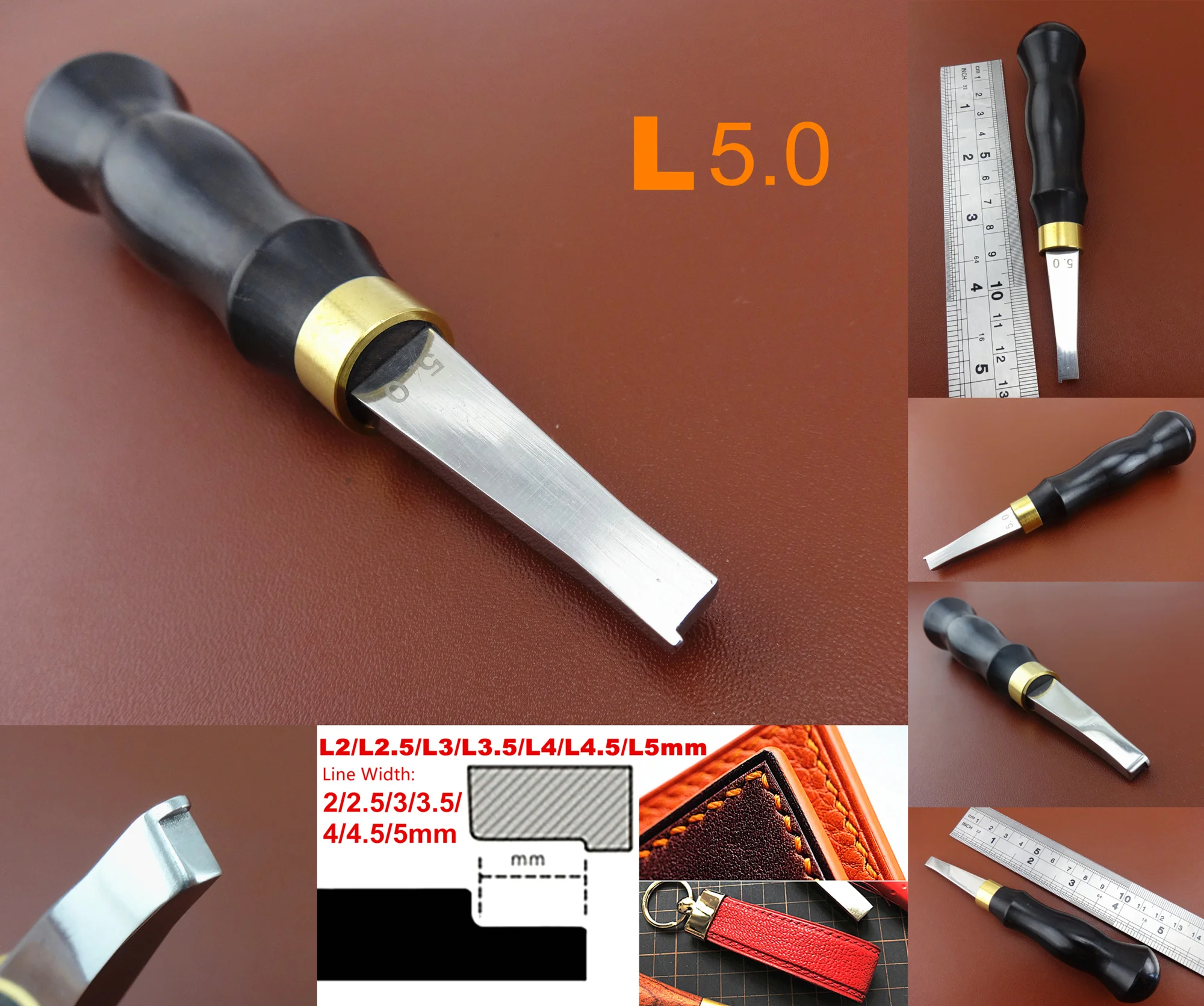 8 шт. 2/2. 5/3/3 5/4/4 5 мм Leather Craft L Тип пресс с широкими краями сбоку Creaser Edger набор