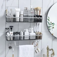 wall mounted triangle storage rack bathroom shelf with towel bar hooks organizer for bath household items bathroom accessories