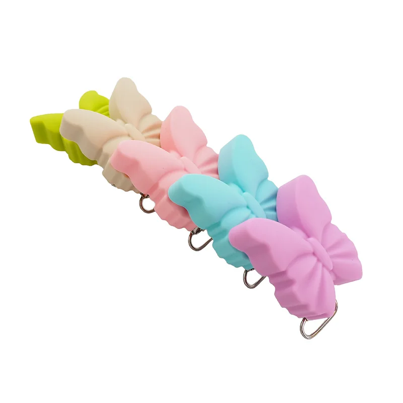 Chenkai-Pinzas de mariposa de silicona para beb&eacute;, mordedor de Animal bonito, chupete sin BPA, joyer&iacute;a de enfermer&iacute;a, accesorio de juguete, 50 Uds.-0