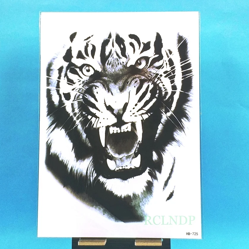 Водонепроницаемая Временная тату наклейка ревущая голова тигра s флэш