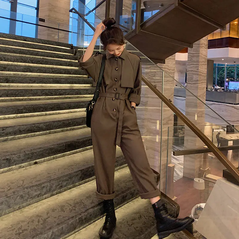 Женский комбинезон с высокой талией Свободный Повседневный Модный в английском