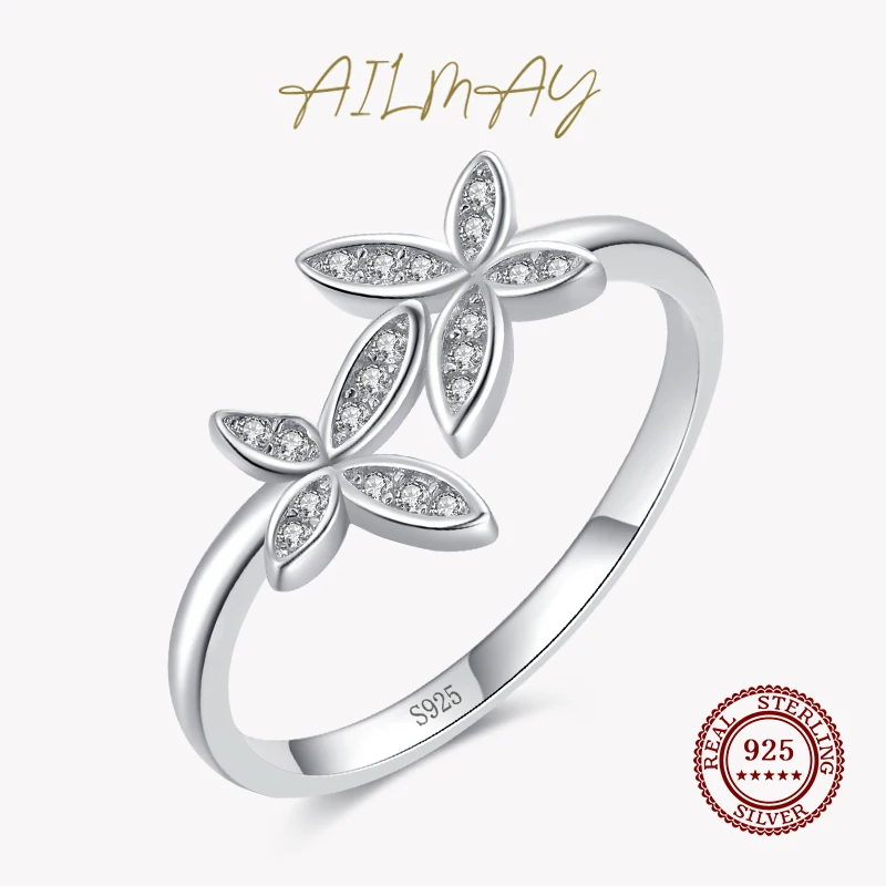 

Ailmay Fashion 925 Sterling Silver Romantic Flying Butterfly Rings Exquisite Clear Zircon Finger Ring For Women Jewelry Gift