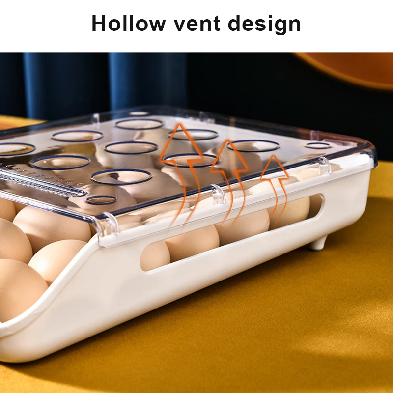 

Newly Egg Storage Box Single Layer with Lid Large Capacity Plastic Transparent Egg Case VA88