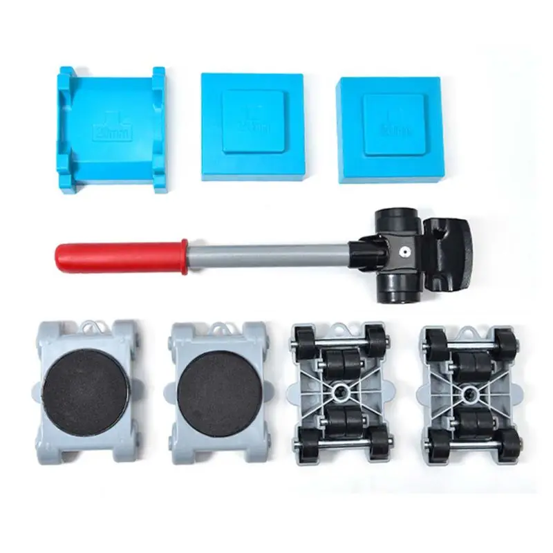 

8pcs Furniture Mover Tool Set Transport Shifter Lifter Wheels Heavy Stuffs Moving Wheeled Roller Bar