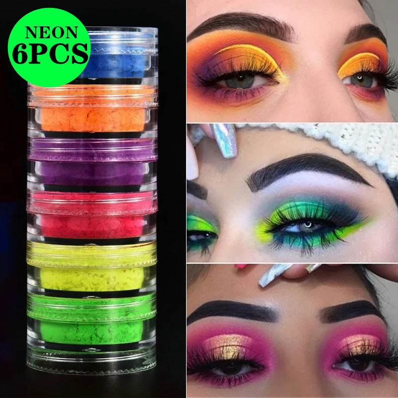 6 шт. неоновая свободная пудра тени для век пигмент матовый минеральный Spangle