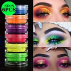 6 шт., неоновые тени для век