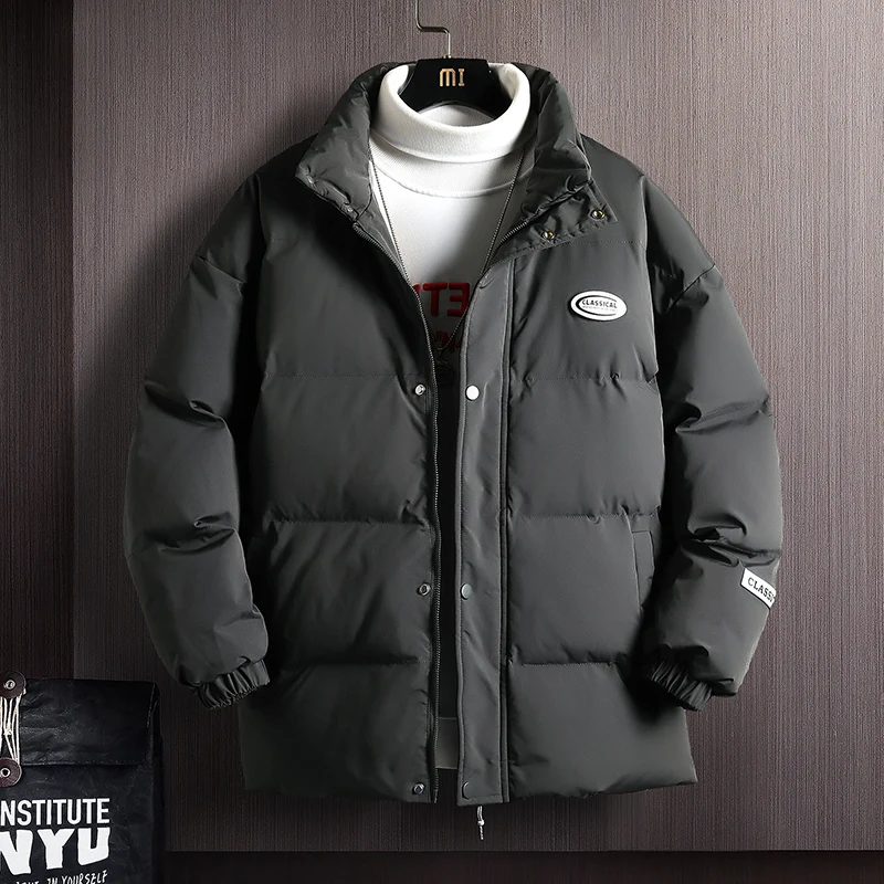 2021 Winter Coat Men's Warm Parkas Streetwear Cotton Coats Slim Male Jackets Solid Windproof Padded Coat Mens Clothing