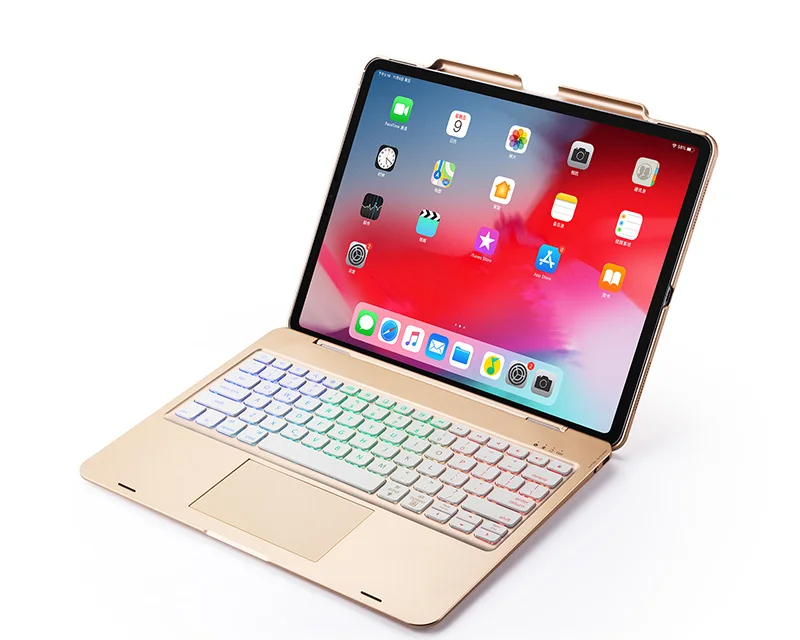 Witsp@ d мышь сенсорная bluetooth клавиатура для iPad 10,", Премиум Пластиковый Чехол, 7 цветов с подсветкой, интеллектуальное включение/выключение