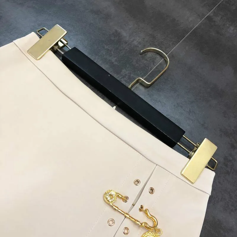 Neploe Autumn Winter New Metal Brooch Design A Line Skrit Solid High Waist Hip Jupe Femme Outwear Temperament Faldas 47598